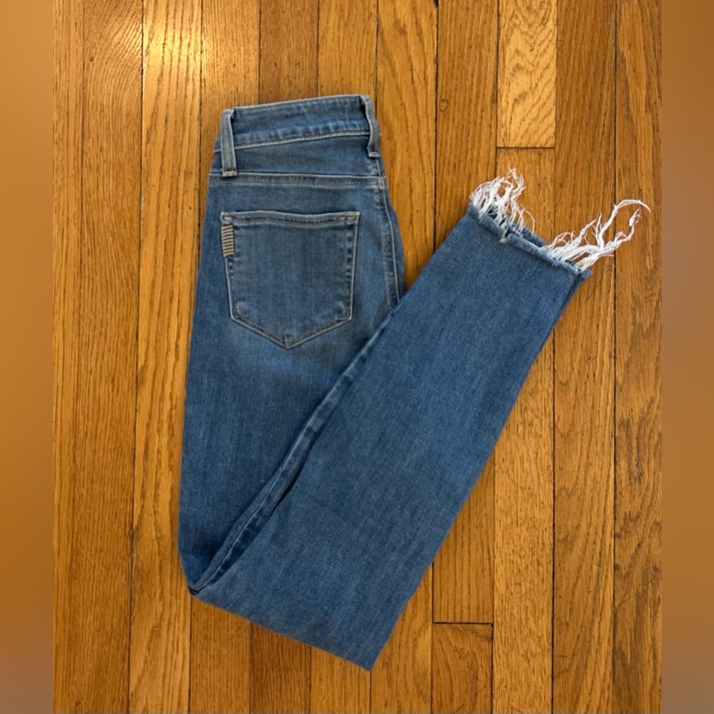 PAIGE Hoxton Ankle Jeans. Blue Mid-Rise Ripped Stretch Denim. Women’s Size 26 - Picture 5 of 12